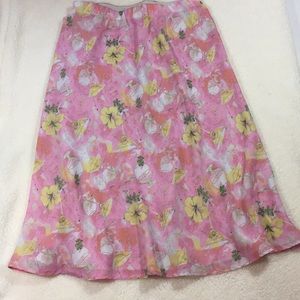 Cocktail Print Skirt w/ Floral Size S